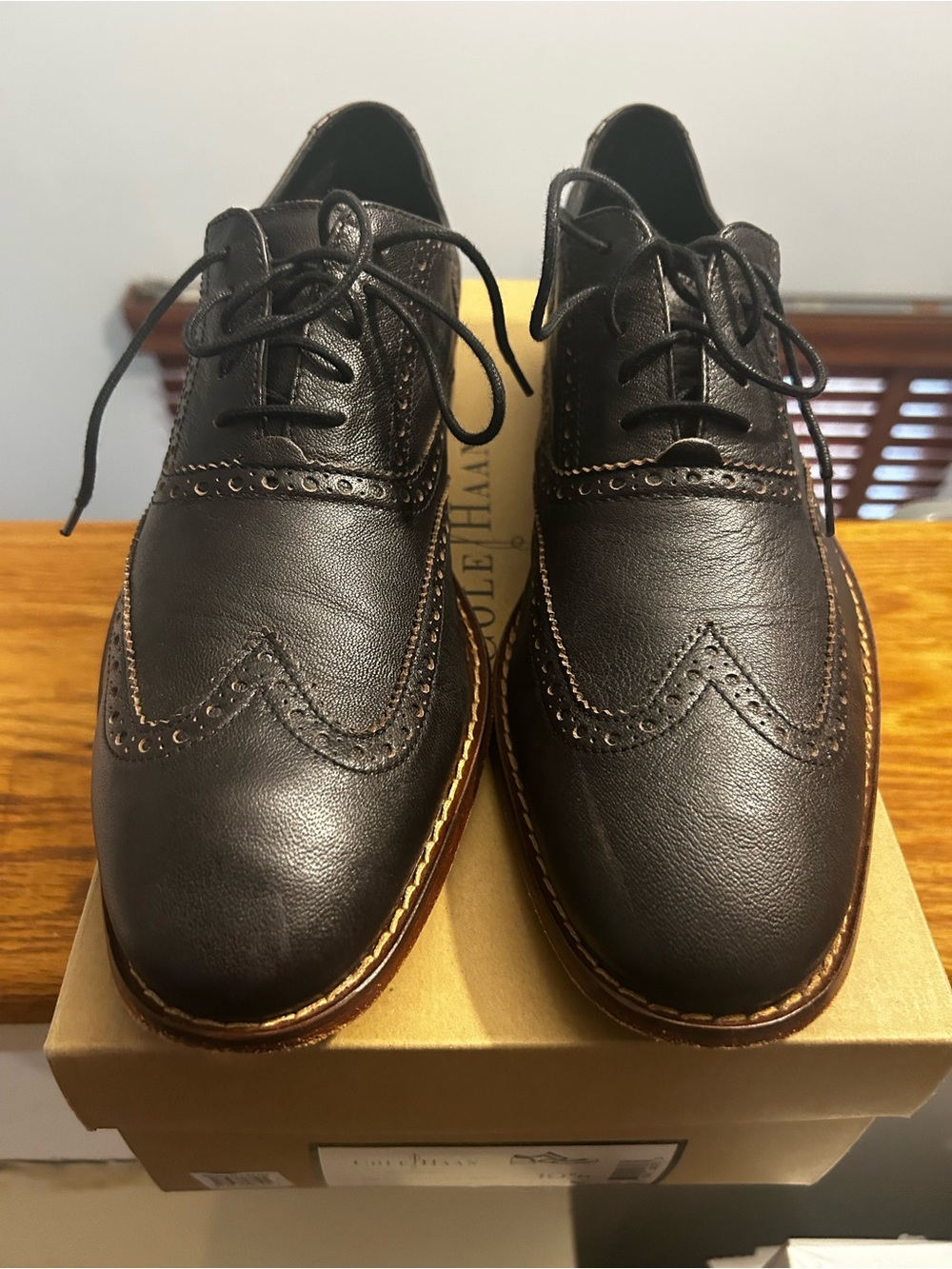 Cole Haan Men's Dark Brown Leather Wingtip Oxfords